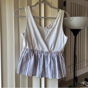 Dolan White and Multicolor Striped Blouse